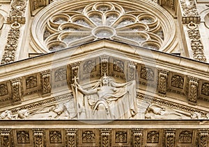 Facade detail from Sainte-Genevieve, Paris, France