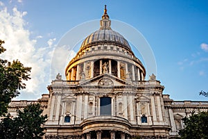 Facade and dome of St. Paul`s Cathedral