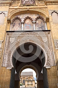 Facade of the door of the el Perdon, Moorish facade of the Great Mosque in Cordoba, Andalusia, Spain photo