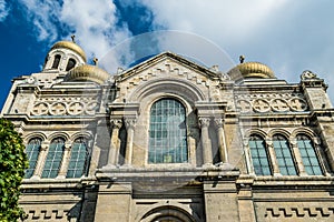 Facade of Dormition of the Mother of God Cathedral in Varna, Bulgaria