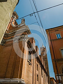 Facade of the duomo or cathedral of bologna, Italy