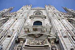 Facade of Duomo cathedral in Milan, Italy