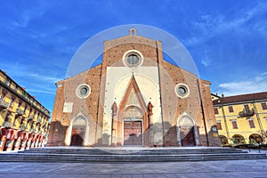 Facade of Duomo di Saluzzo, Italy.