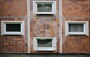 Facade of an East German Plattenbau building