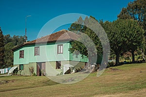 Facade with entrance of old charming cottage