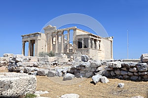 Facade of Erechtheum ancient temple