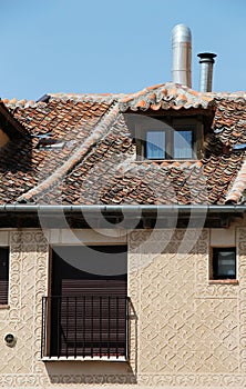 Facade in esgrafiado style, segovia, spain