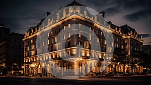 facade evening hotel building