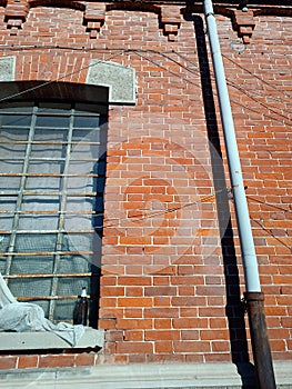 Facade exterior of an old factory, Exterior building detail