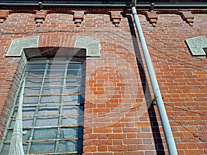 Facade exterior of an old factory, Exterior building detail