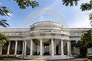 Facade of the Falaknuma palace, Hyderabad, Telangana, India