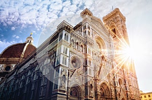 Facade of the famous basilica of Santa Maria del Fiore in Florence, Italy