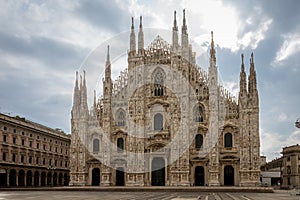 Facade of famous Milan Cathedral, Duomo di Milano, Italy