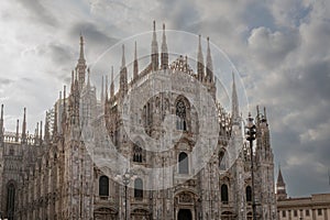 Facade of famous Milan Cathedral, Duomo di Milano, Italy