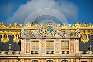Facade of the famous Versailles Chateau, France