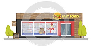 Facade of Fast Food Store Resataurant. Template concept for the website, advertising and sales