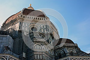Facade of florence cathedral with dome in tuscany