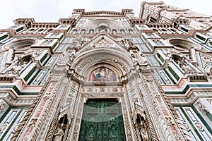 Facade of Florence Duomo Cathedral in morning