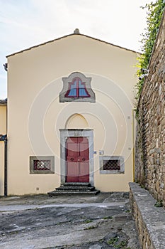 The facade of the former oratory of San Simone, Artimino, Prato, Italy