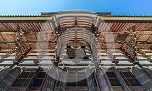 Facade front view of Daibutsuden (Great Buddha Hall) of Todai-ji (Eastern Great Temple)