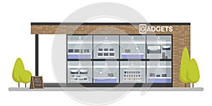 Facade of Gadgets and Electronics Store. Template concept for the website, advertising sales
