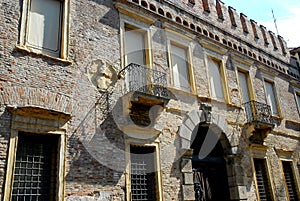 Facade with gate of the palace entrance Zabarella in Padua in Veneto (Italy)