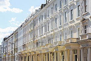 Facade of Georgian style terraced houses in London