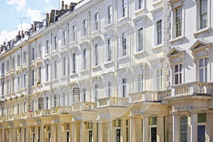 Facade of Georgian style terraced houses in London