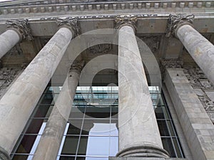 Facade of german parliament. Berlin, Germany.