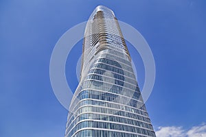 Facade in glass of skyscraper