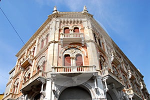 Facade of the grand palace of Debite in Padua in Veneto (Italy)