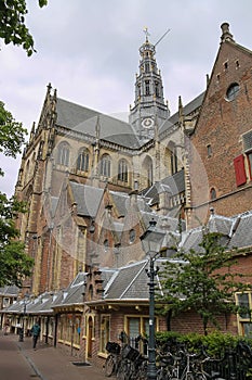 Facade of the Grote Kerk (Sint-Bavokerk) in the historic center