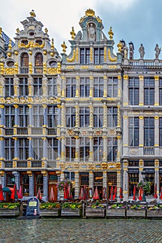 Facade of the Guilds of Grand Place, Brussels, Belgium