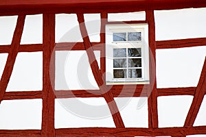 Facade of a half-timbered historic house