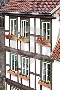 Facade of a half-timbered house