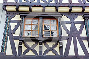Facade of a half-timbered house in Linz am Rhein, Germany