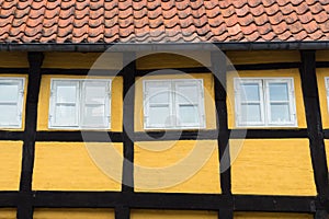 facade of half timbered house in Ribe, Denmark