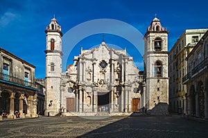 Facade of Havana Habana Cathedral in Cuba photo