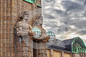 Facade of Helsinki Central railway station in Helsinki.