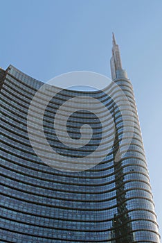 Facade of high-rise building. Milan, Italy