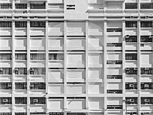 Facade of high rise residential building in Hong Kong city