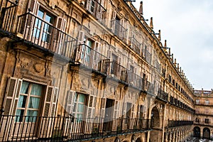 facade of the historic building of Plaza Mayor of Salamanca. photo