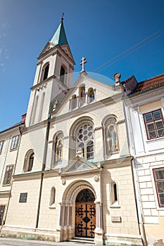 Facade of the historic Greek Catholic Co-cathedral of Saints Cyril and Methodius