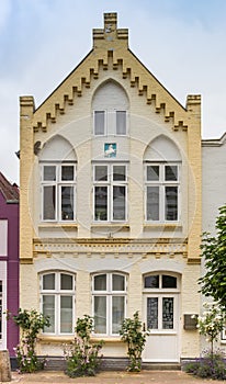 Facade of a historic house in Friedrichstadt