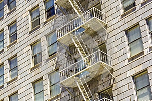 Facade of historic skyscraper downtown Los Angeles