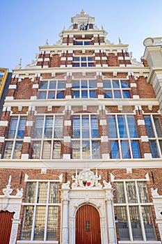 Facade of the historic town hall building in Deventer