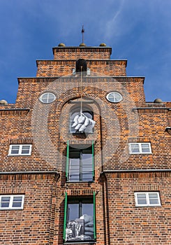 Facade of a historic warehouse in Kiel