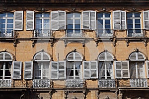 Facade of historical building in Aix-en-Provence, France