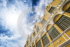 Facade of historical building Punda Curacao