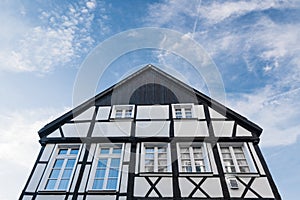 Facade of historical half-timbered house